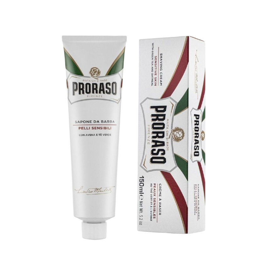 PRORASO SHAVING CREAM SENSETIVE SKIN КРЕМ ДЛЯ БРИТЬЯ С ЗЕЛЕНЫМ ЧАЕМ 